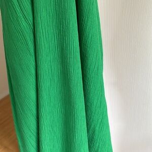 Women Zara Green Viscose Relaxed Fit Wide Leg Pants  Drawstring W Pockets NWT